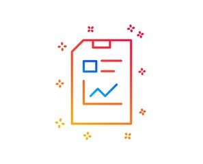 Fototapeta premium Report Document line icon. Analysis and Statistics File sign. Paper page concept symbol. Gradient design elements. Linear report document icon. Random shapes. Vector