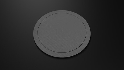 Grey round coaster mockup with rounded corner on isolated background, 3D render