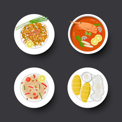 Tradition Thai food set, vector illustration