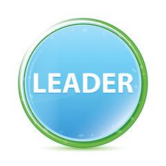 Leader natural aqua cyan blue round button