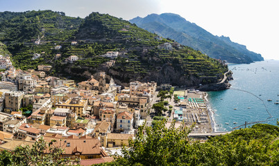 Fototapeta na wymiar View of the seaside village of Minori, Campania - Italy