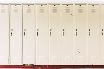 Front view straight on of school lockers