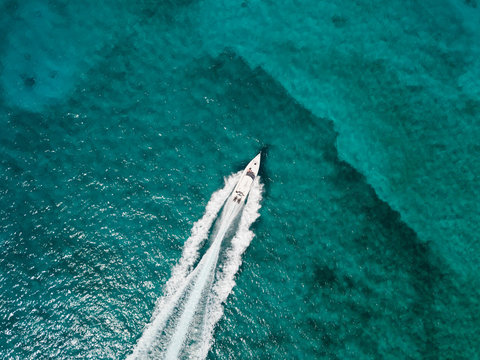 drone bird view of exuma in the bahamas. summer vaction