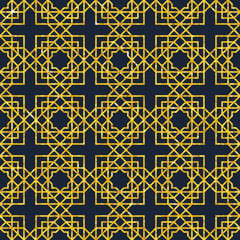 Arabic seamless geometric pattern on gold texture