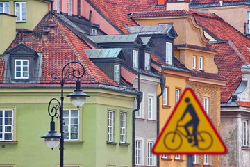 road safety. traffic rules signs and road restrictions for cars and bikes. the direction of...