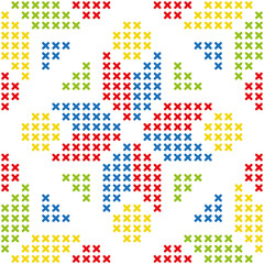 Cross stitch on white background. Seamless pattern. Vector