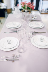 Empty tableware, table setting, nobody