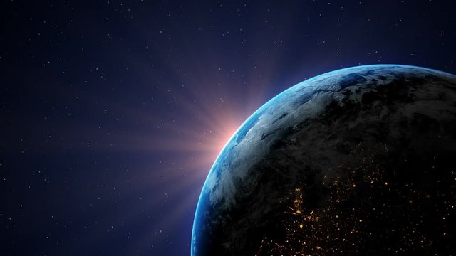 planet Erde - Weltall - Weltraum - Erdball - Sonnenaufgang