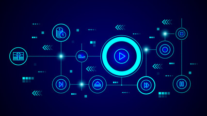 sign for play in a circle icon. From web set