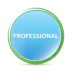 Professional natural aqua cyan blue round button