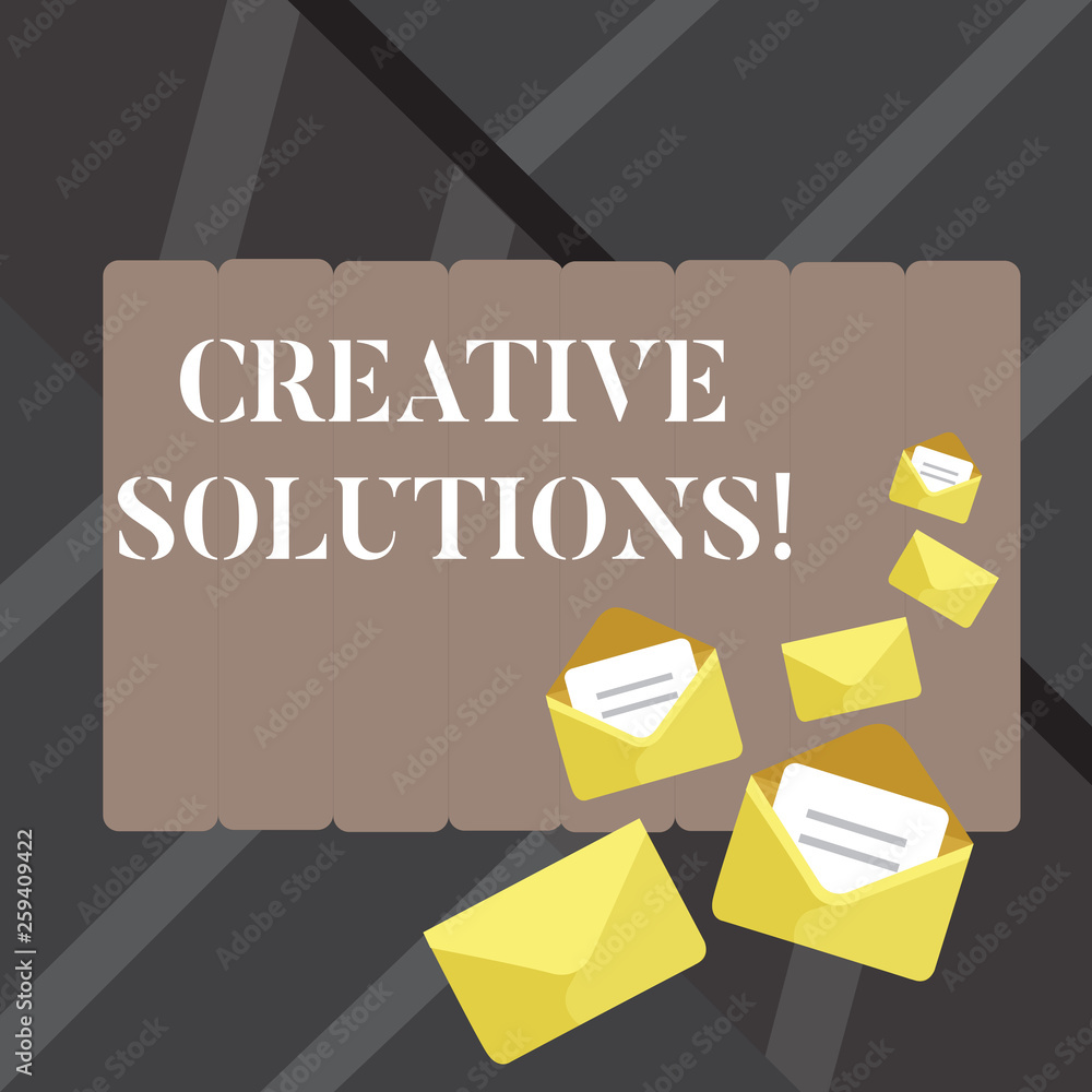 Fototapete text sign showing creative solutions. business photo showcasing mental process of creating unique so