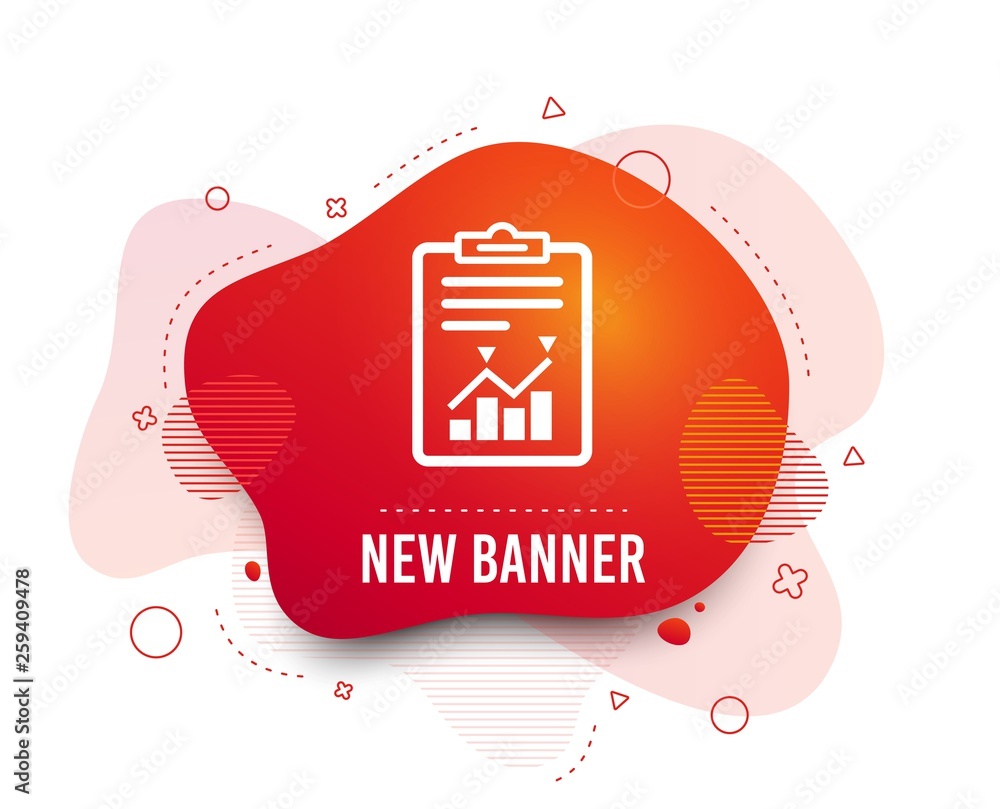Poster fluid badge. project management icon. report document symbol. accounting file with charts symbol. ab