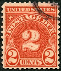 USA - 1914: shows the post stamp two cents