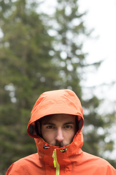 Portrait of man in hood