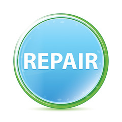 Repair natural aqua cyan blue round button