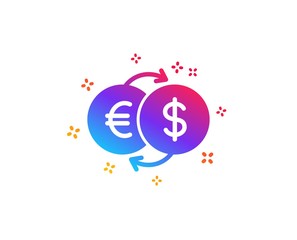 Money exchange icon. Banking currency sign. Euro and Dollar Cash transfer symbol. Dynamic shapes. Gradient design money exchange icon. Classic style. Vector