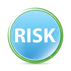 Risk natural aqua cyan blue round button