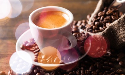 Cup of Coffee and Coffee Beans