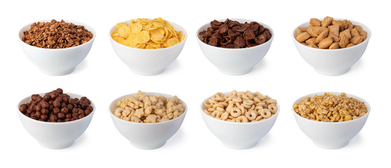 cereal flakes on white background - Powered by Adobe