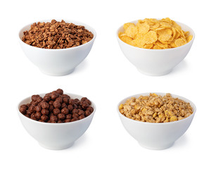 cereal flakes on white background