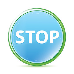 Stop natural aqua cyan blue round button