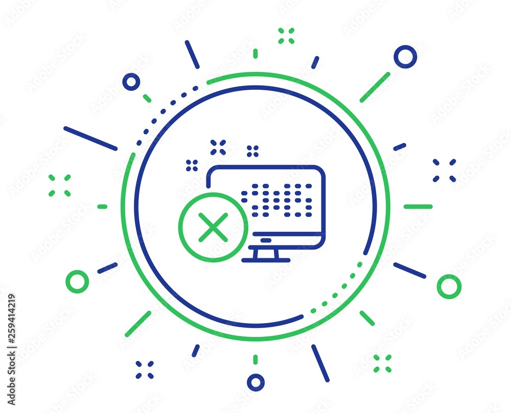 Poster reject web access line icon. decline monitor sign. delete device. quality design elements. technolog