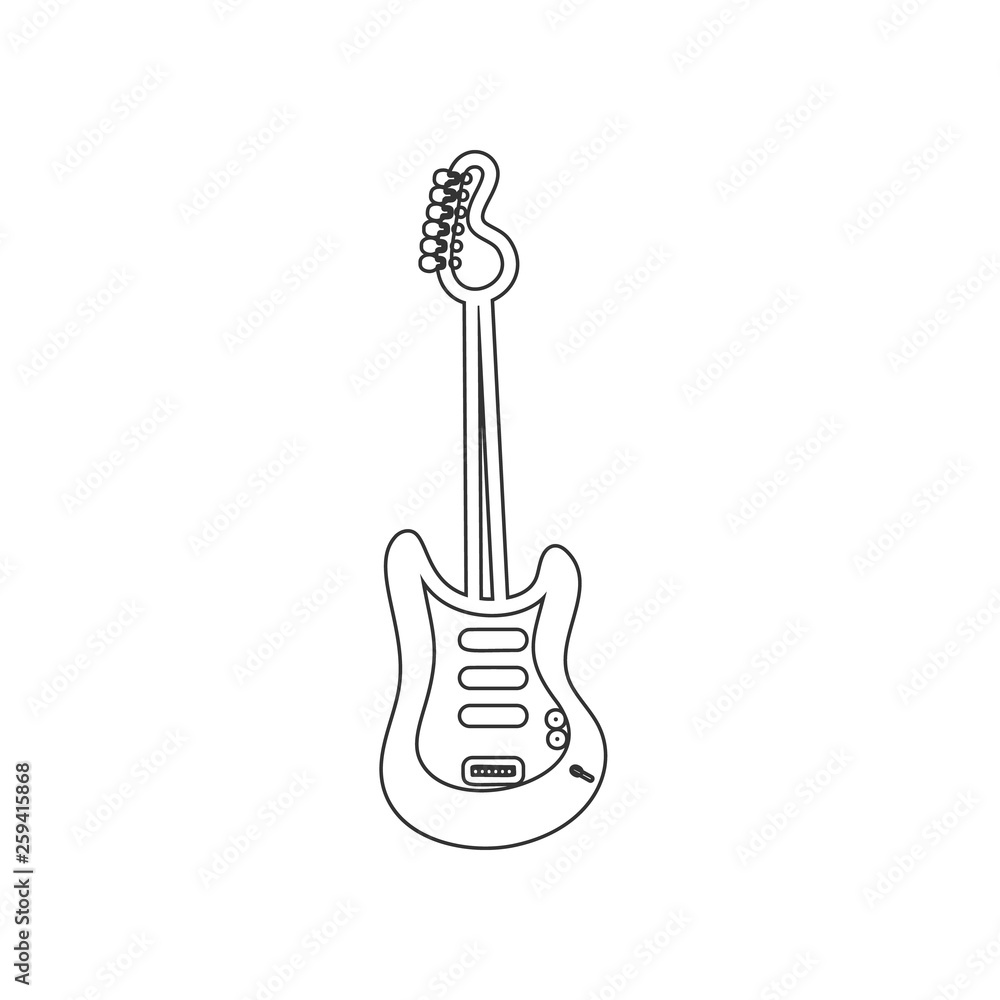 Poster electronic guitar icon. element of zoo for mobile concept and web apps icon. outline, thin line icon