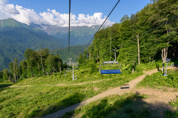 Ski lifts in the resort of Rosa Khutor, Krasnaya Polyana, Sochi Russia