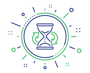 Time hourglass refresh line icon. Sand watch sign. Quality design elements. Technology hourglass button. Editable stroke. Vector