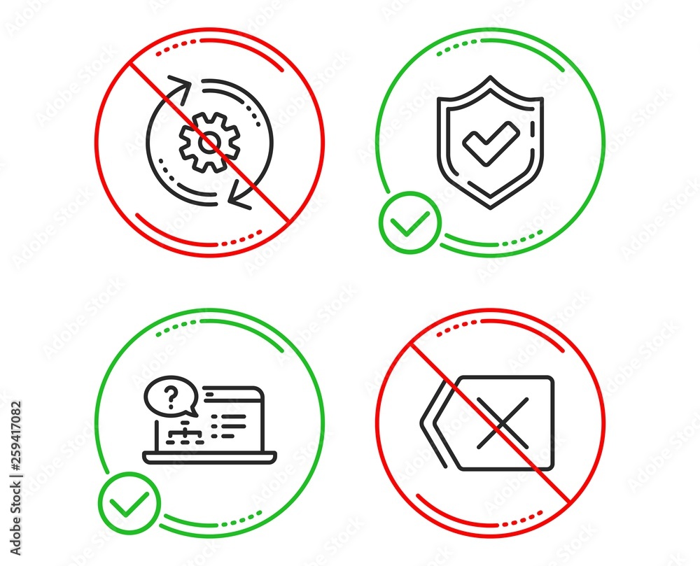 Poster do or stop. online help, cogwheel and confirmed icons simple set. remove sign. web support, engineer