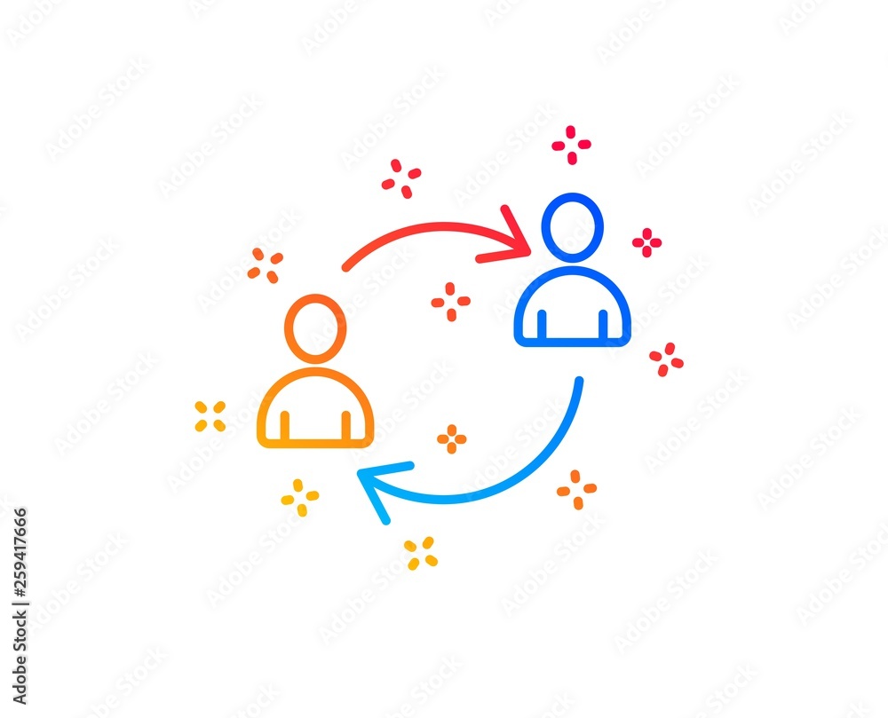 Aufkleber teamwork line icon. user communication or human resources. profile avatar sign. person silhouette sy