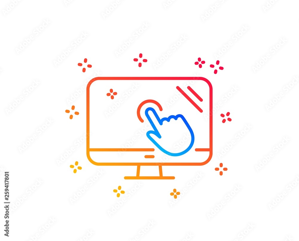 Poster touch screen line icon. online quiz test sign. gradient design elements. linear touch screen icon. r