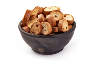 Freshly baked tasty crackers with raisins, close-up, isolated on white background