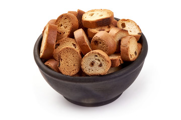 Sweet Dry crackers with raisins, close-up, isolated on white background