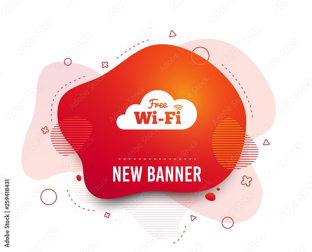 Poster fluid badge. free wifi sign. wifi symbol. wireless network icon. wifi zone. abstract shape. gradient