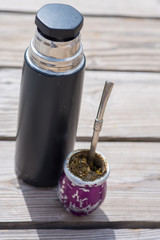 The Mate drink from Uruguay, Argentina, Paraguay and Brazil. Modern mate colour rose.