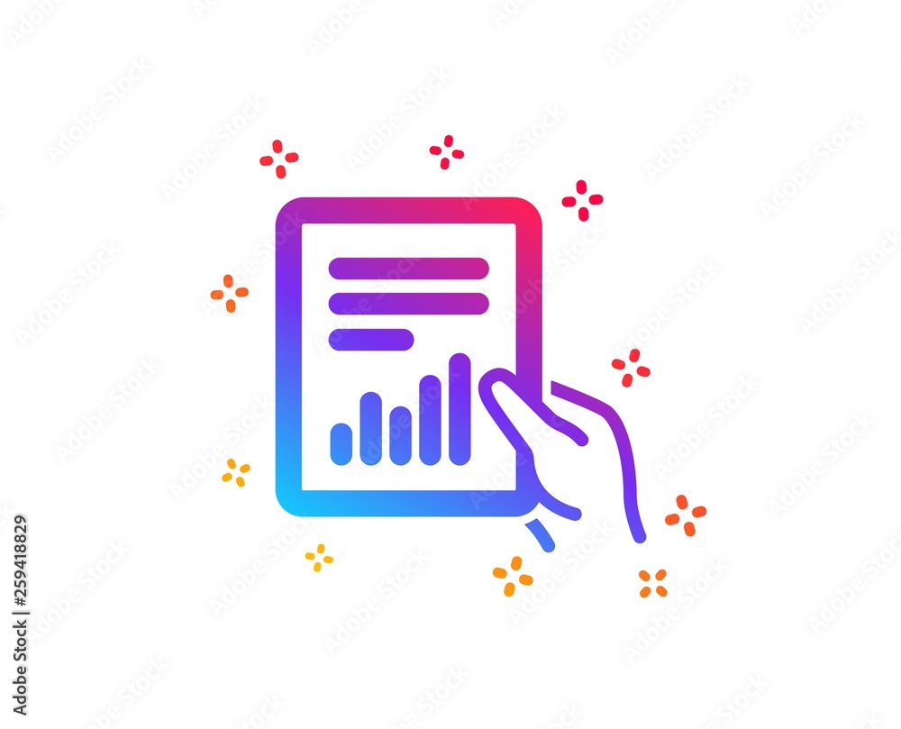 Poster hold report document icon. analysis chart or sales growth sign. statistics data symbol. dynamic shap