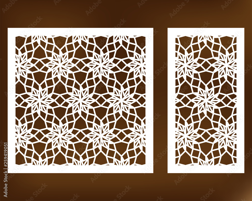 Aufkleber set decorative card for cutting. geometric line pattern. laser cut. ratio 1:1, 1:2. vector illustrat