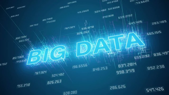 Video animation of big data network on blue background