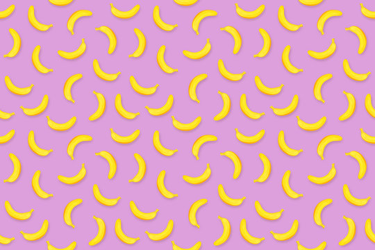Ripe bananas on colorful background, seamless patern