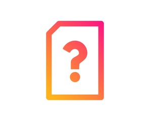 Unknown Document icon. File with Question mark sign. Untitled Paper page concept symbol. Classic flat style. Gradient unknown file icon. Vector