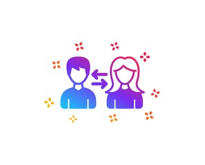 Teamwork icon. Users communication. Male and Female profiles sign. Person silhouette symbol. Dynamic shapes. Gradient design people communication icon. Classic style. Vector