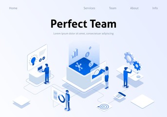 Perfect Team Metaphor Service Isometric Banner