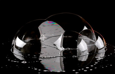 Foam bubbles isolated on black, with clipping path texture and background