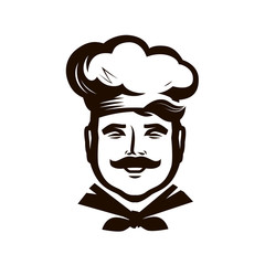 Chef logo. Cuisine, cooking icon or symbol. Vector illustration