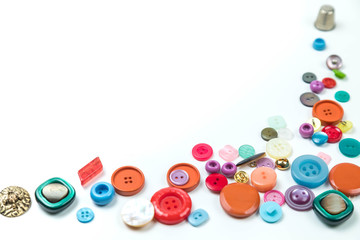 Set of buttons of different color and the size on a white background