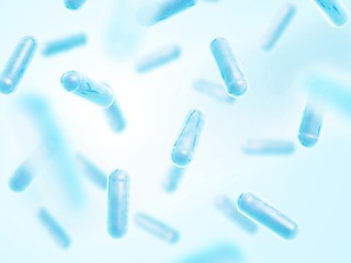 Probiotics. Lactobacillus acidophilus. 3d illustration. Blue color.