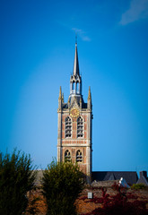 Fototapeta premium The tower of the Saint Nicholas Church, in Enghien, Belgium