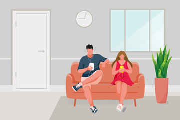 Obraz premium Man and Girl sitting on the sofa