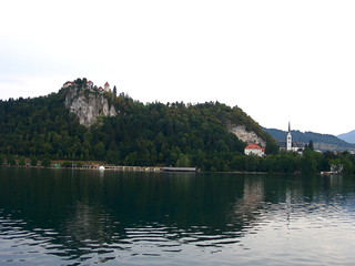 Panoramic view of Lake Bled with castle in background